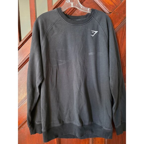 Gymshark Crest Mens Black Crewneck Sweatshirt Size L - Picture 1 of 7